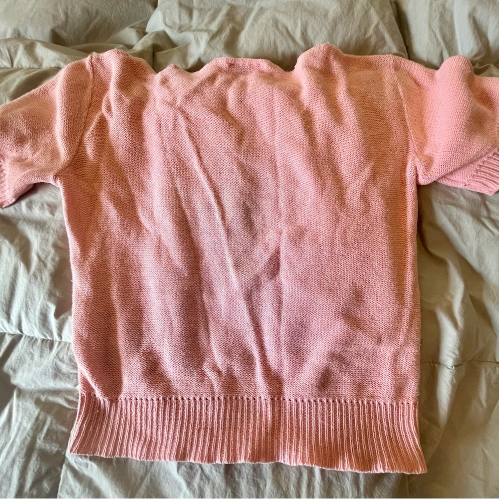 Elegant Pink‎ Knit Sweater vintage , 100% cotton - Picture 2 of 3